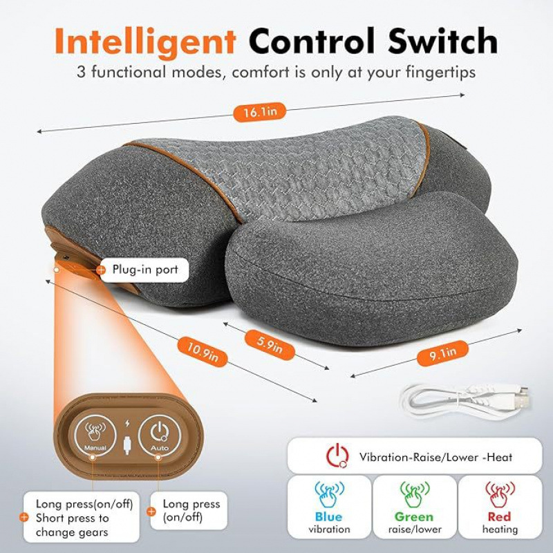 Neck Traction Pillow - Heated Massage Cervical Pillow for Sleep