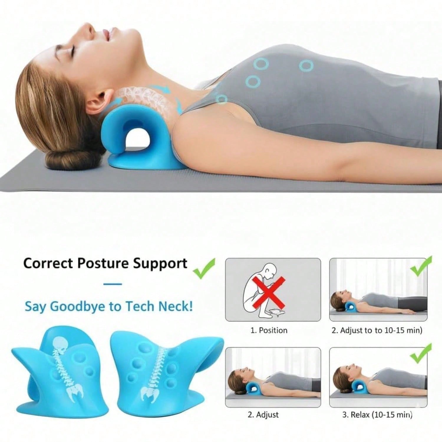 Neck Traction Pillow - Neck and Shoulder Relaxer, Cervical Traction